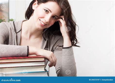 College Girl With Books Stock Image Image Of College 29473197