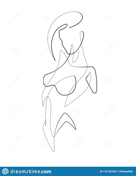 Female Figure Continuous Vector Line Art Stock Illustration