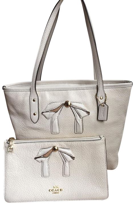 Coach City W F28988 Chalk Gold Mini Zip With Bow Wmatching Wallet