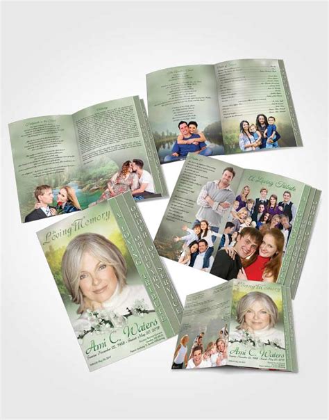 4 Page Graduated Step Fold Obituary Template Brochure Forest River