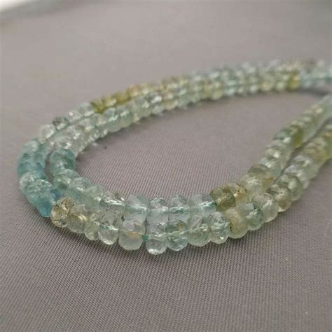 Ct Aaa Genuine Aquamarine Faceted Button Rondelle Multi Blue Etsy