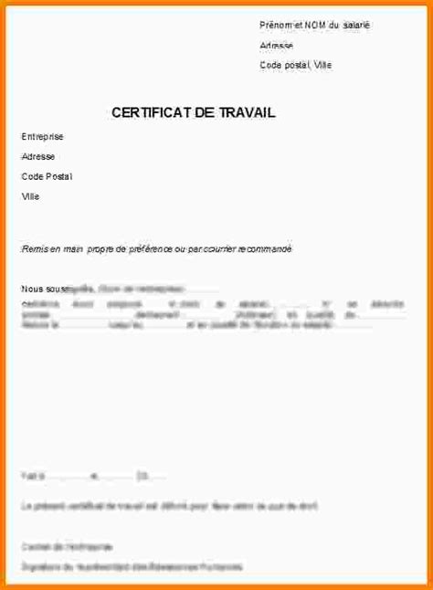 Exemples Certificat De Travail Modele De Lettre Type
