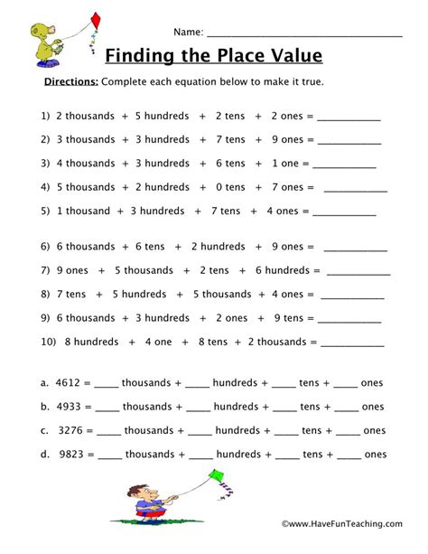 Thousands Hundreds Tens Ones Place Value Worksheet By Teach Simple