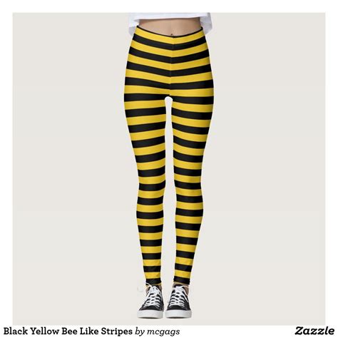 Black Yellow Bee Like Stripes Leggings Striped Leggings