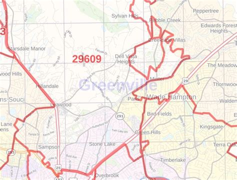 Greenville County Zip Code Map South Carolina