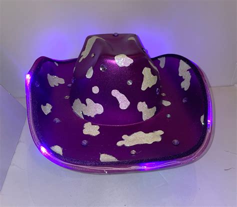 Purple Glitter Cowprint Cowboy Hat Fully Customizable Etsy