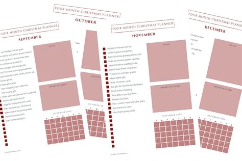4 Month Christmas Planner Free Printable To Help You Get Organised