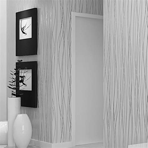 Modern Luxury Silver Striped Grey Wallpaper Textured