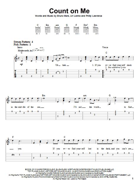Count On Me By Bruno Mars Easy Guitar Tab Guitar Instructor