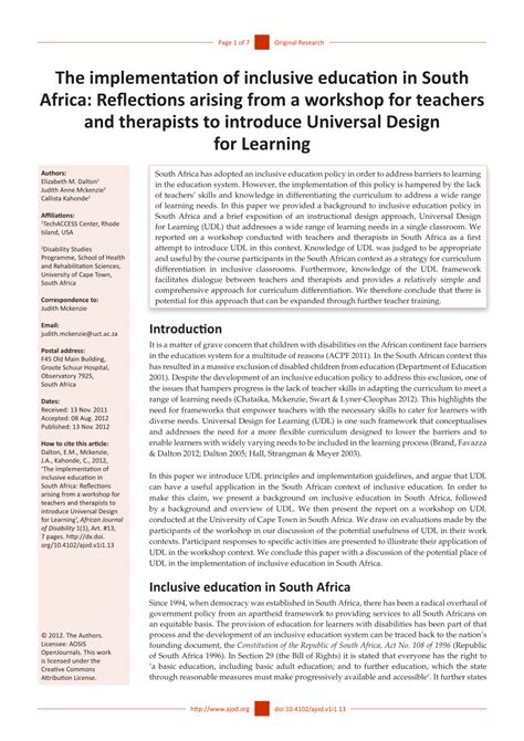 Check spelling or type a new query. (PDF) The implementation of inclusive education in South ...