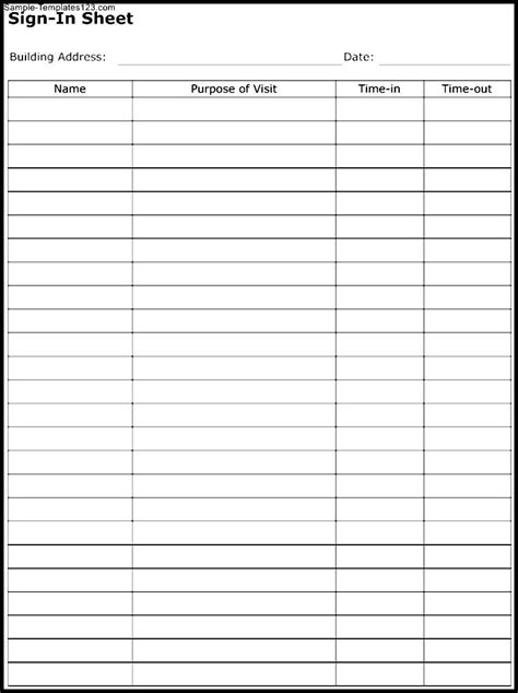 Sign In Sheet Templates Riset
