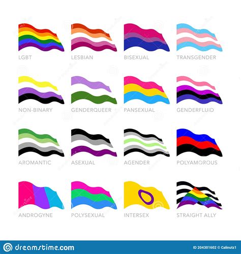 LGBTQ Pride Vector Flags Set LGBT Symbols Stock Vector Illustration