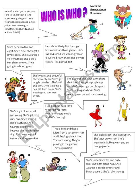 Who Is Who Esl Worksheet By Llll