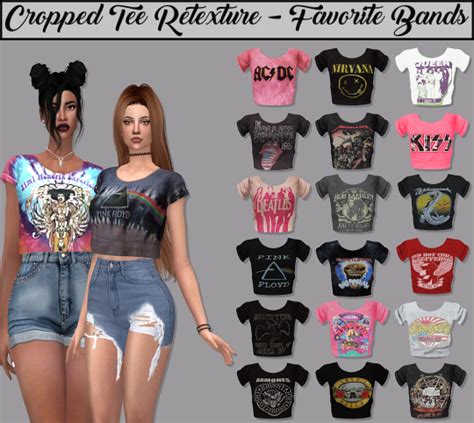 Sims 4 Ccs The Best Cropped Tee Favorite Bands And More By Lumy