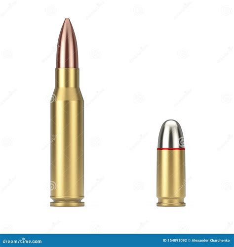 Automatic Rifles 762 Mm Caliber Metal Bullet 3d Rendering Stock Image