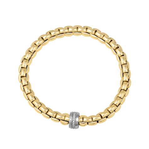 Flexit Eka 18ct Yellow Gold Bracelet With 18ct White Gold Diamond Set