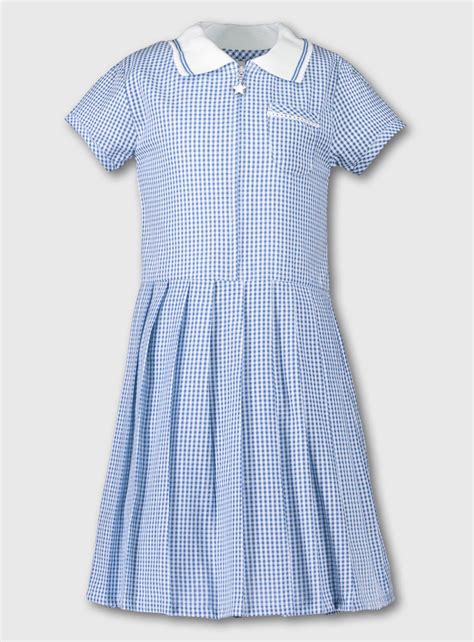 Buy Blue Gingham Sporty Collar Pleated School Dress 11 Years School
