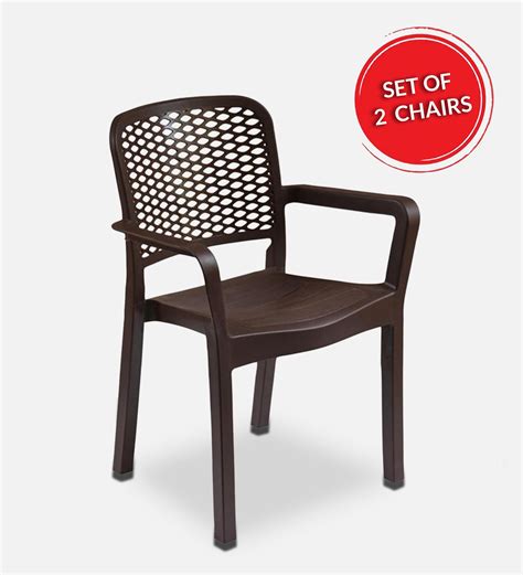 Buy Luxury Plastic Chair Set Of 2 In Brown Colour By Italica Online Armed Plastic Chairs