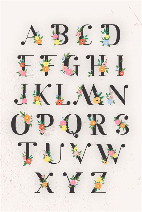 Download Premium Vector Of Floral Elegant Alphabet Lettering Vector Set