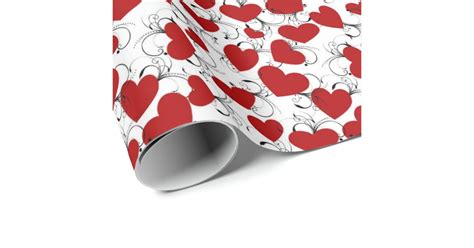 Red Hearts Pattern Valentines Day Wrapping Paper