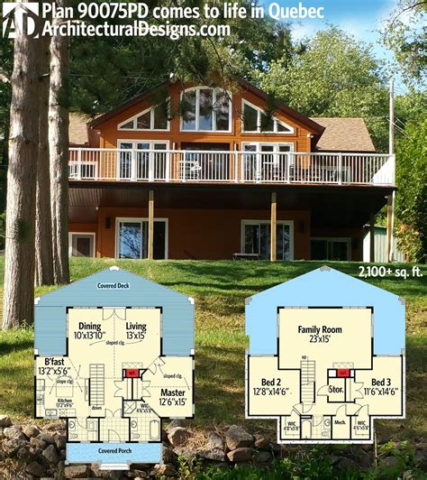 Plan 90075pd For The Sloping Lot Cottage House Plans Lake House
