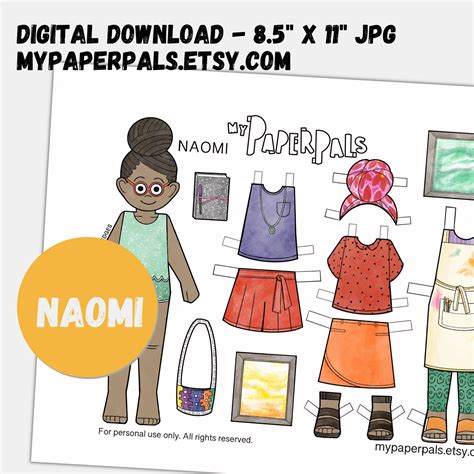 Paper Doll Printable Instant Download African Girl My Paper Etsy