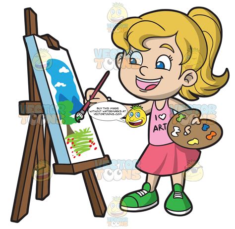 A Girl Painting A Landscape Clipart Cartoons By Vectortoons