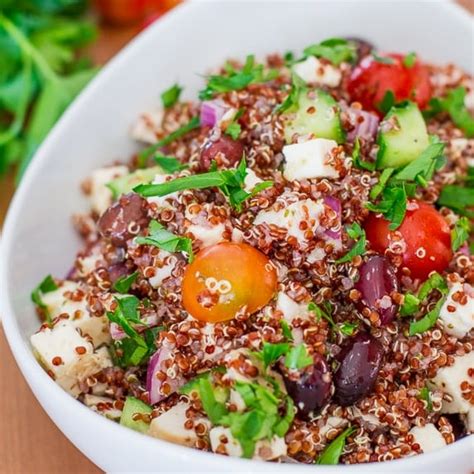 Greek Chicken Red Quinoa Salad Jo Cooks