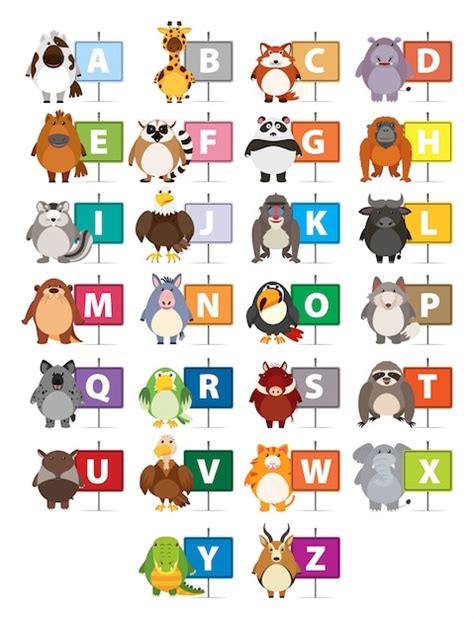 O Alfabeto Com Diferentes Animais Vetor Grátis