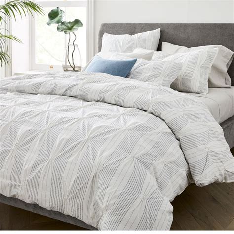 Organic Cotton Striped Pintuck Duvet Cover And Pillowcases West Elm