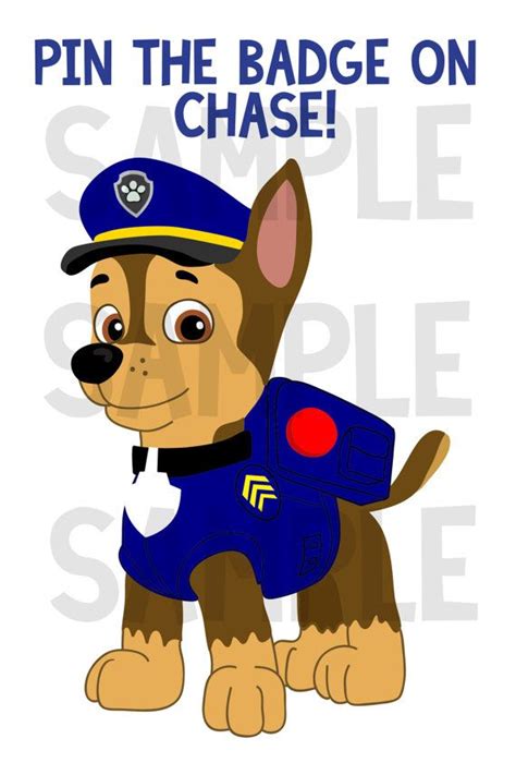 Paw Patrol Party Game Pin The Badge On Chase Instant Download On