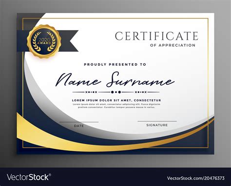 Premium Wavy Certificate Template Design Vector Image