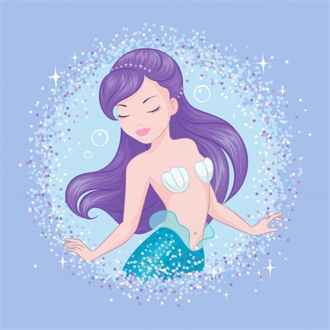 Beautiful Mermaid With Glitter Dots And Stars Mermaid Wallpapers