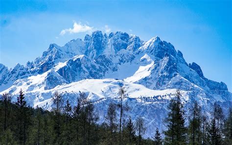 Download Wallpaper 3840x2400 Mountains Forest Landscape Top Snow