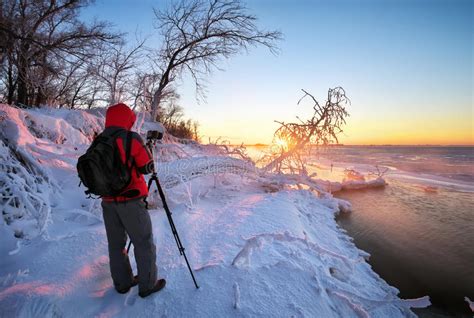Photographer Take Pictures In Winter Stock Image Image Of Person Scenic 48883559