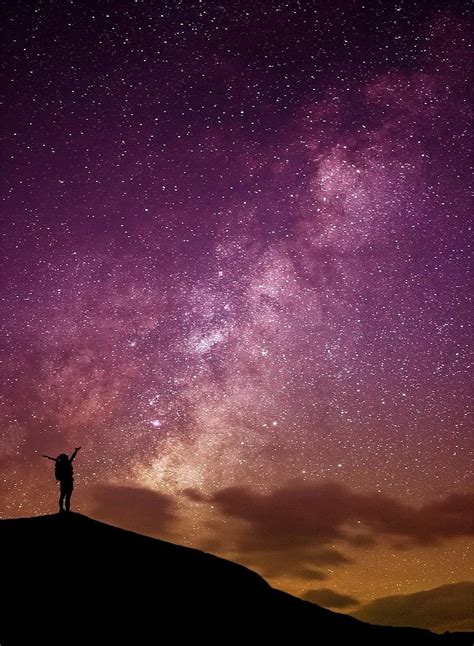 Universe Mountain Sky Night Star Starry Nebula Person Top
