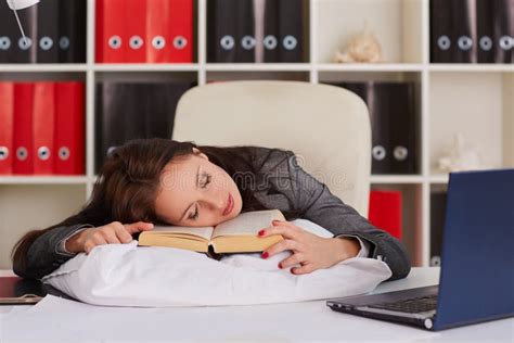 Tired Sleeping Young Woman Stock Image Image Of Reading Caucasian