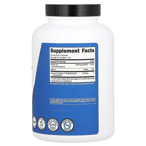 Nutricost Performance Hmb Vitamin D Capsules