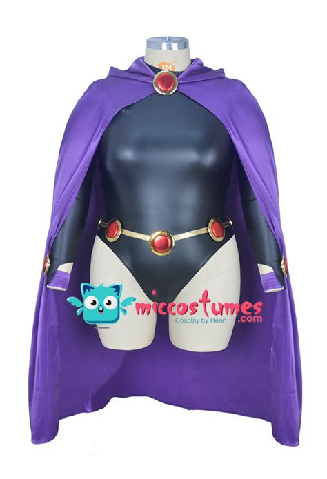 Teen Titans Super Hero Raven Cosplay Women Black Bodysuit Purple Hooded Cloak Jumpsuits