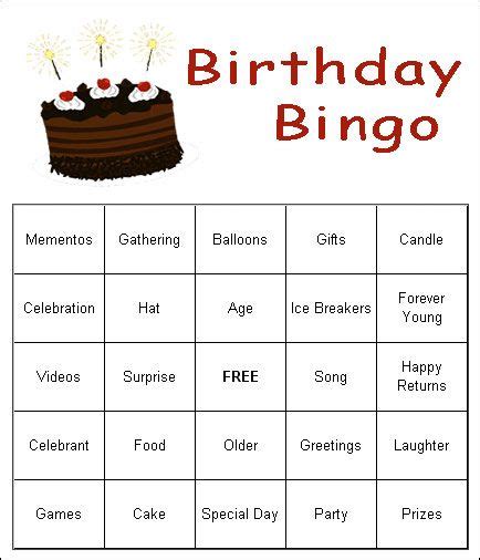 free birthday games bingo adult birthday party games birthday party games birthday games
