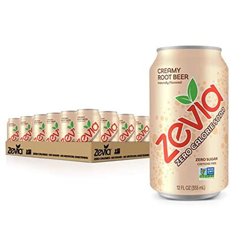 Zevia Zero Calorie Soda Creamy Root Beer 12 Ounce Cans Pack Of 24
