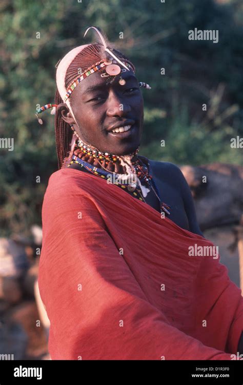 Kenya Masai Man In Traditional Clothes Portrait Stock Photo Alamy