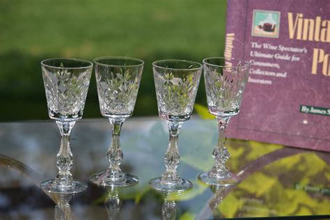 4 Vintage Crystal Cut And Etched Wine Glasses Tiffin Franciscan