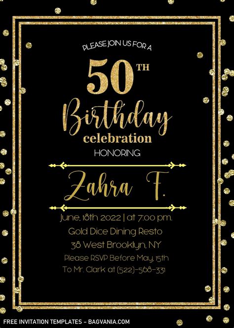 Free Printable 50th Birthday Party Invitation Templates - Printable