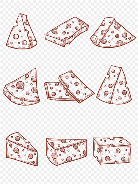 Gambar Set Sketsa Keju, Keju, Sketsa, Set PNG dan Vektor dengan