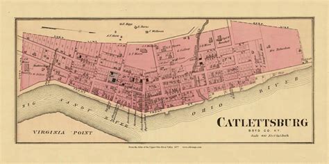 Catlettsburg 1877 Old Town Map Boyd County Kentucky Ohio Etsy Australia