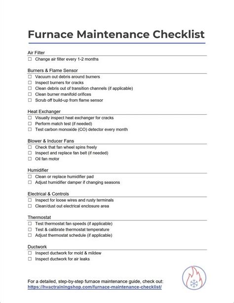 Furnace Maintenance Checklist 8 Easy Steps Hvac Training Shop