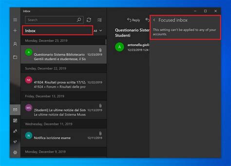 Microsoft Might Kill The ‘focused Inbox Feature Of Windows 10s Mail