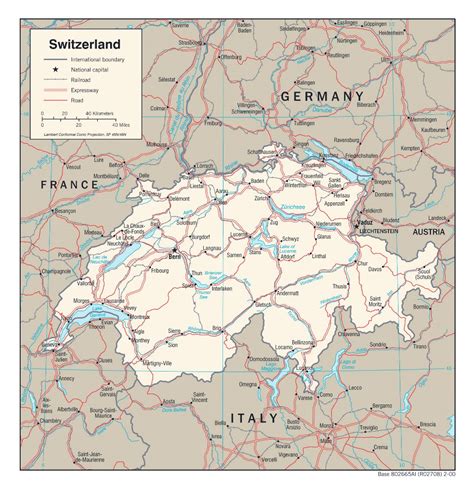 Large Detailed Political Map Of Switzerland With Roads Railroads And