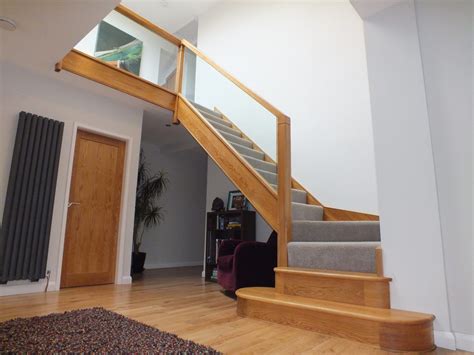 Carpeted Oak Embedded Glass Edwards And Hampson Carpet Stairs Oak